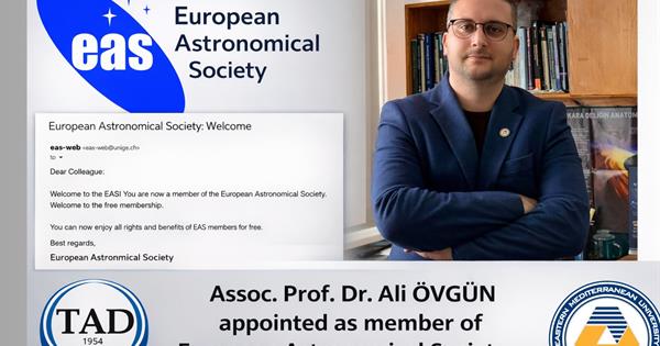 Assoc. Prof. Dr. Ali Övgün Accepted as a Member of the European Astronomical Society